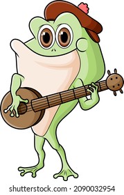 The musician frog is singing and playing the banjo of illustration