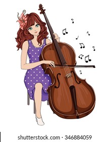 Musician girl illustration.