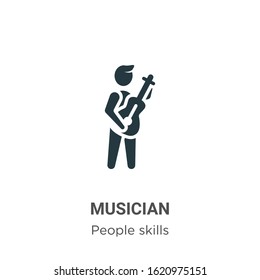 Musician glyph icon vector on white background. Flat vector musician icon symbol sign from modern people skills collection for mobile concept and web apps design.