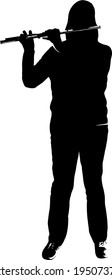 Musician graphic with flute in vector quality.