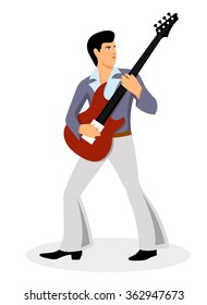 musician with a guitar on a white background