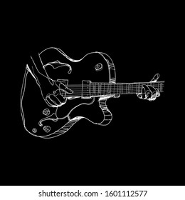 Musician with a guitar. Guitar player abstract vector illustration.