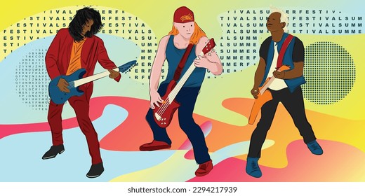 Musician with a guitar. Rock guitarist guitar player Metal band Poster