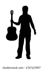 A musician with guitar silhouette vector