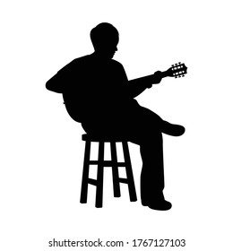 A musician with guitar silhouette vector