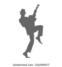 musician with a guitar. Vector silhouette for creative and thematic design. Flat style