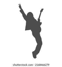 musician with a guitar. Vector silhouette for creative and thematic design. Flat style