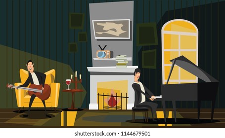 musician home vector illustration 