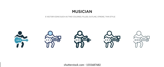 musician icon in different style vector illustration. two colored and black musician vector icons designed in filled, outline, line and stroke style can be used for web, mobile, ui