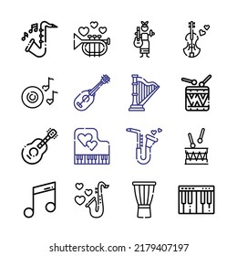 musician Icon Set with line icons. Modern Thin Line Style. Suitable for Web and Mobile Icon. Vector illustration EPS 10.