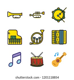 musician icon set. vector set about accordion, piano, tambourine and music icons set.