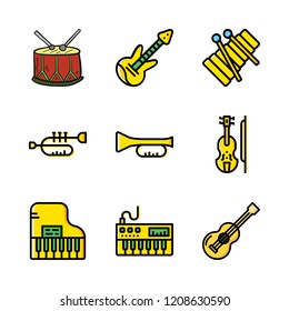 musician icon set. vector set about violin, electric guitar, acoustic guitar and trumpet icons set.