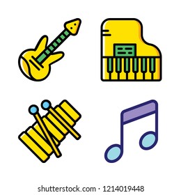musician icon set. vector set about piano, xylophone, music and electric guitar icons set.