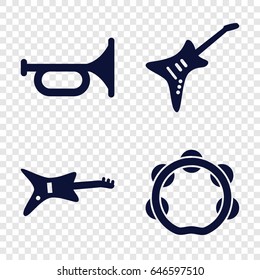Musician icons set. set of 4 musician filled icons such as guitar, tambourine