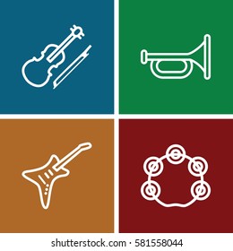 musician icons set. Set of 4 musician outline icons such as guitar, violin, tambourine