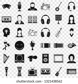 Musician icons set. Simple style of 36 musician vector icons for web for any design