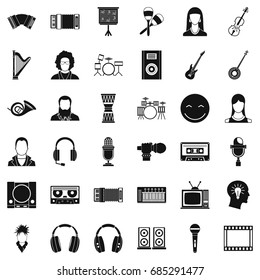 Musician icons set, simple style