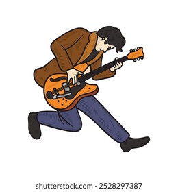 Musician Illustration Colored - Man Playing Guitar