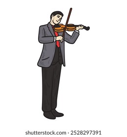 Musician Illustration Colorido - Homem tocando violino