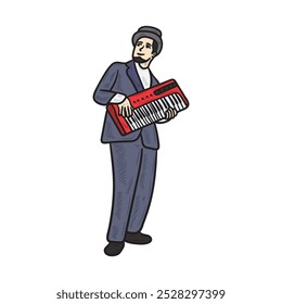 Musician Illustration Colorido - Homem tocando piano 02