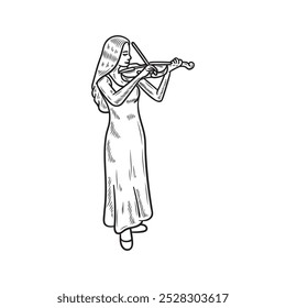 Músico Ilustración Incolora - Mujer que toca el violín