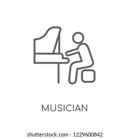 Musician linear icon. Modern outline Musician logo concept on white background from Professions collection. Suitable for use on web apps, mobile apps and print media.