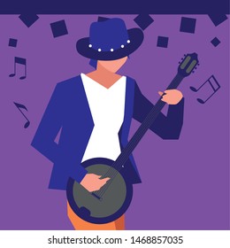musician man banjo playing instrument