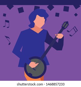 musician man banjo playing instrument