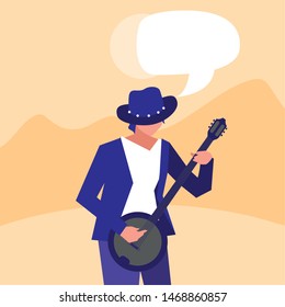 musician man banjo playing instrument