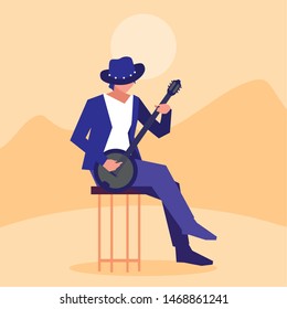 musician man banjo playing instrument