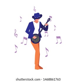 musician man banjo playing instrument