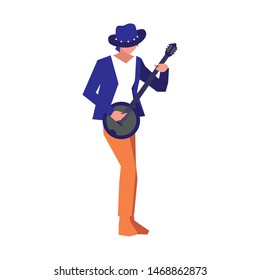 musician man banjo playing instrument