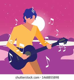 musician man classic guitar playing