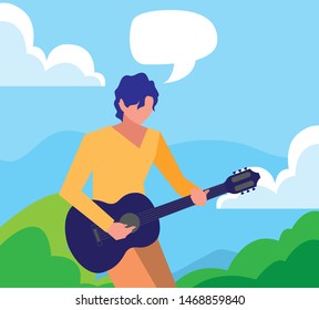 musician man classic guitar playing