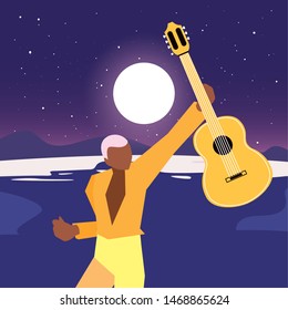 musician man classic guitar playing
