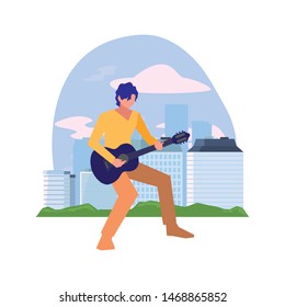 musician man classic guitar playing