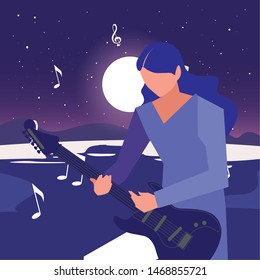 musician man electric guitar playing