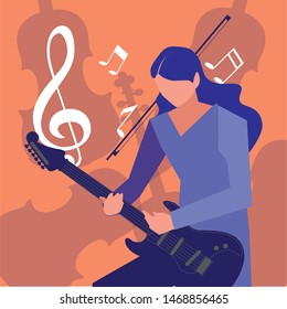 musician man electric guitar playing