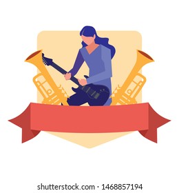 musician man electric guitar playing