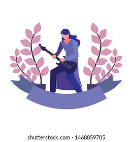 musician man electric guitar playing