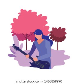 musician man electric guitar playing