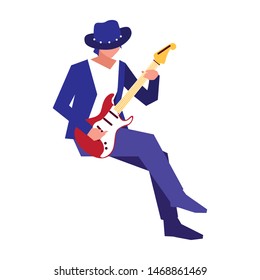 musician man electric guitar playing