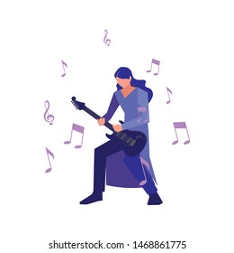 musician man electric guitar playing
