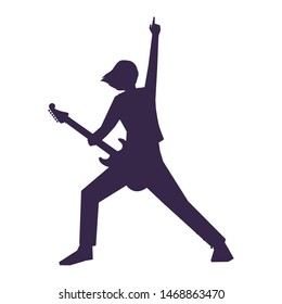 musician man electric guitar playing