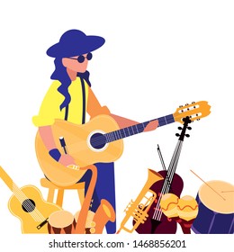 musician man playing instruments music
