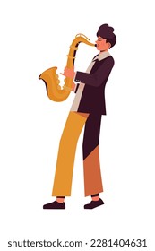 musician man with saxophone icon isolated