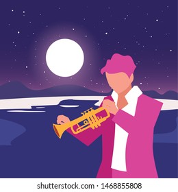 musician man trumpet playing instrument
