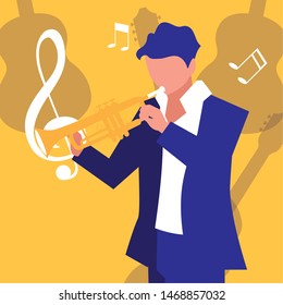 musician man trumpet playing instrument