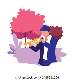 musician man trumpet playing instrument