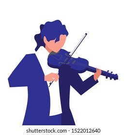 musician man violin playing music vector illustration